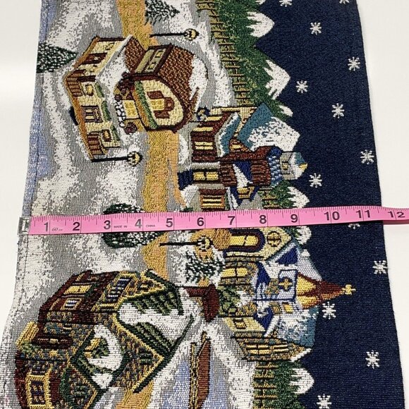 Set of 3 Tapestry Christmas Village Placemats Winter Snow Kitchen Mountains Blue - Picture 11 of 12